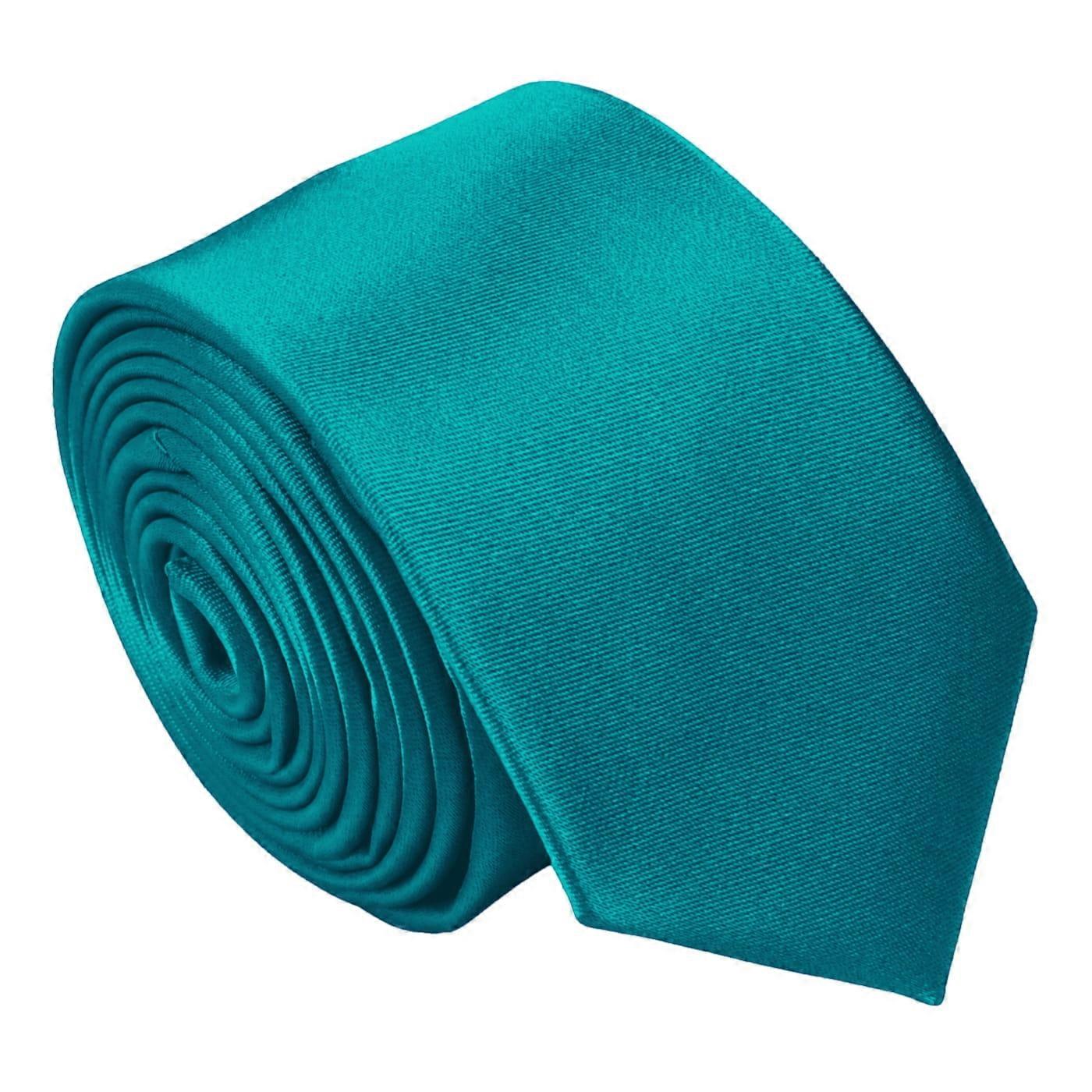 Teal plain Satin chudá kravata