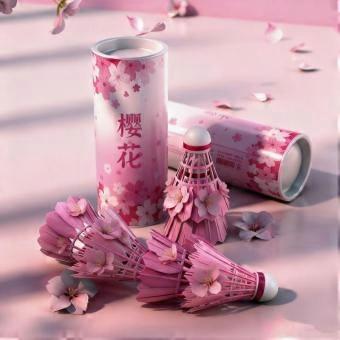 12Pcs Sweet Cherry Blossom Pink Badminton Shuttlecocks Nylon Training Shuttlecock For Indoor Outdoor Sports Practice Game