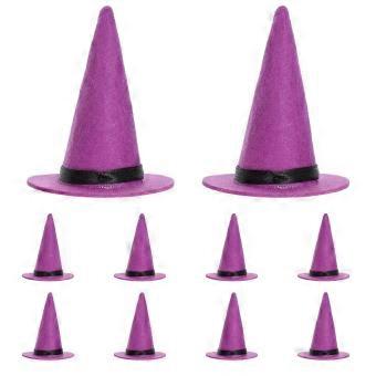 12pcs Mini Felt Witch Hats: Halloween Bottle Toppers - Holiday Party Decorations For Diy Crafts Costume Accessories And Table Centerpieces