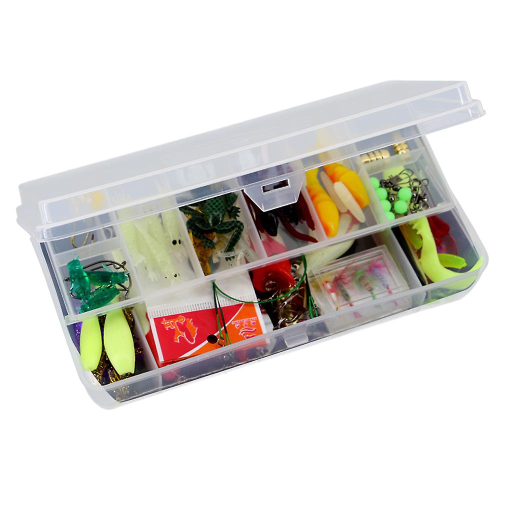 100pcs Bug Shrimp Bait Trolling Fishing Lures Tackle Bass Hooks Kit with Box