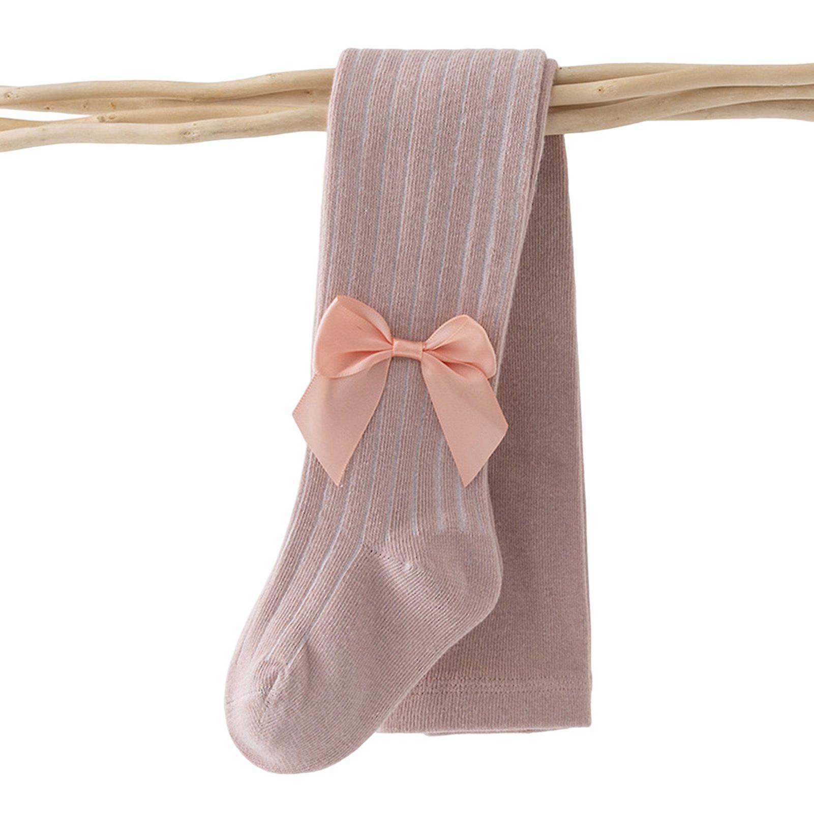 Girls Stockings Cotton Pantyhose With Kawaii Bowtie Vertical Stripe Texture For Newborn Infant Toddler