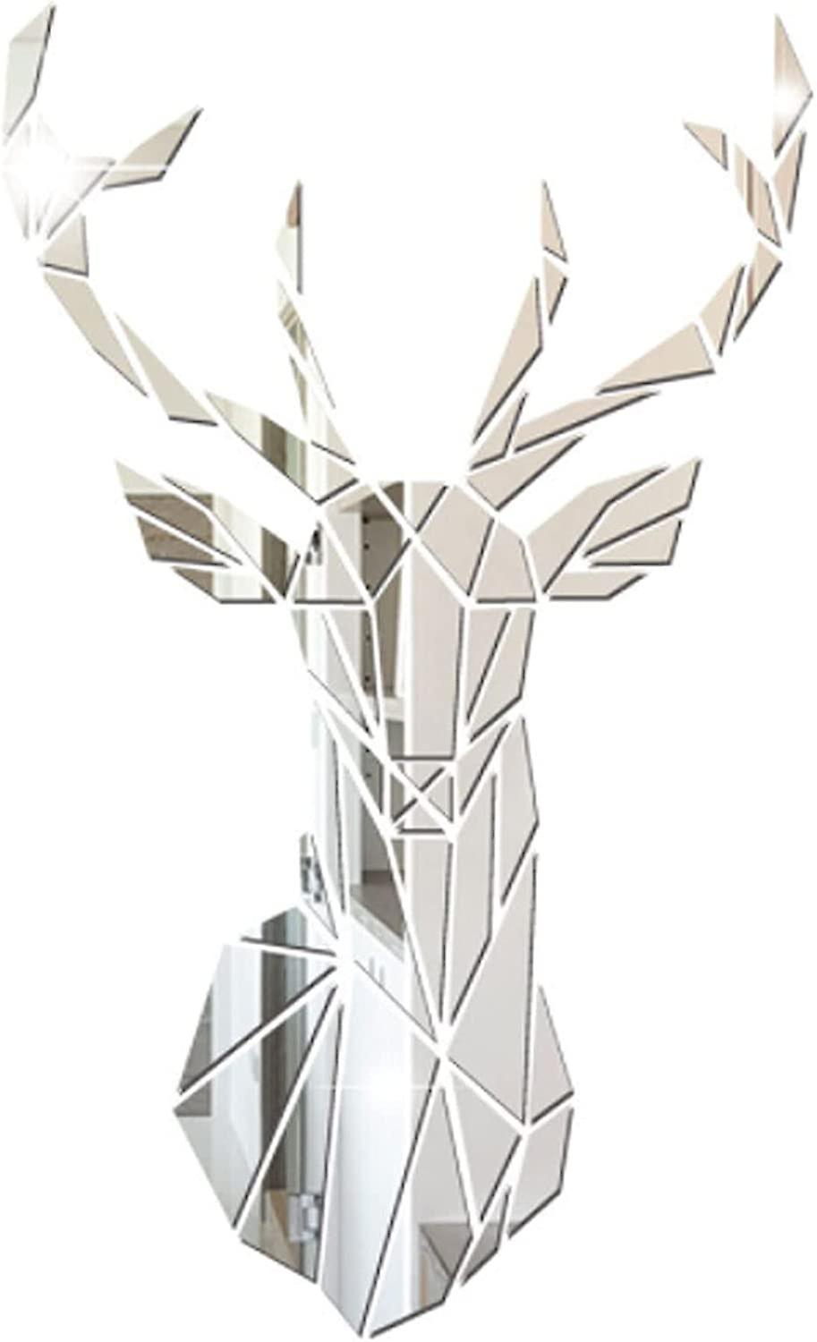3D Deer-shaped Mirror Wall Sticker