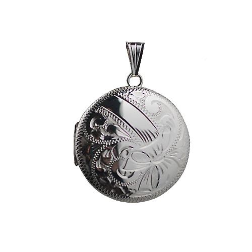 Silver 29mm hand engraved round Locket