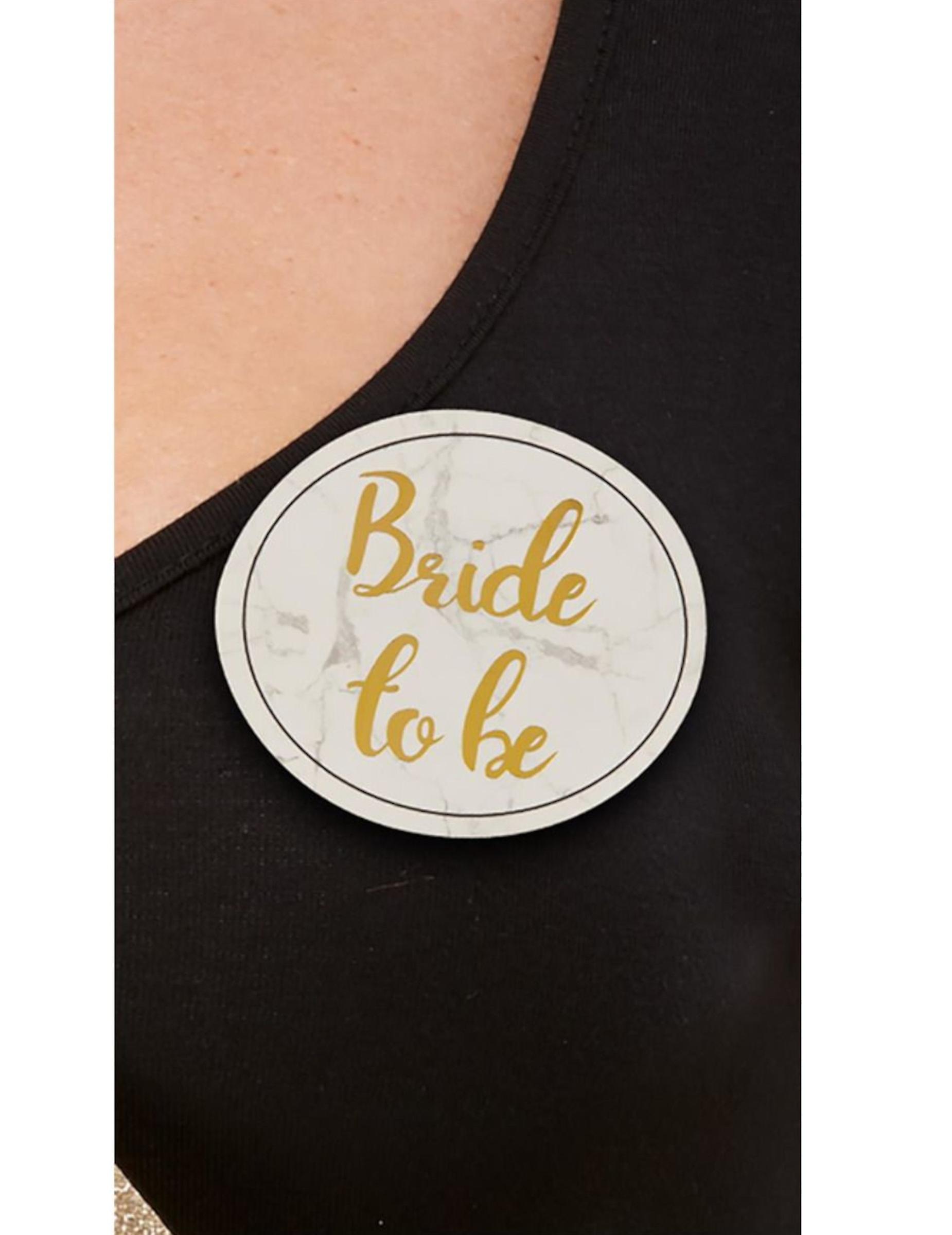 Set of 5 badges for bachelorette party white and gold
