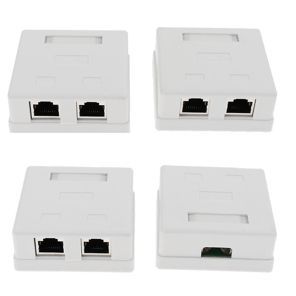 4pc Cat5e DOUBLE Port Surface Mount Outlet Box  Face Plate Backbox Combo