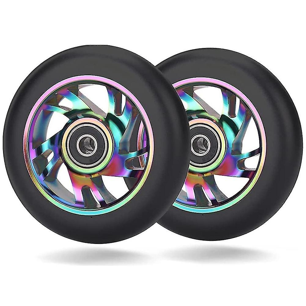 2 Stück 100mm Scooter Ersatzräder mit Lager Stunt Scooter Pu Räder für schaukelnde Autos, Extre