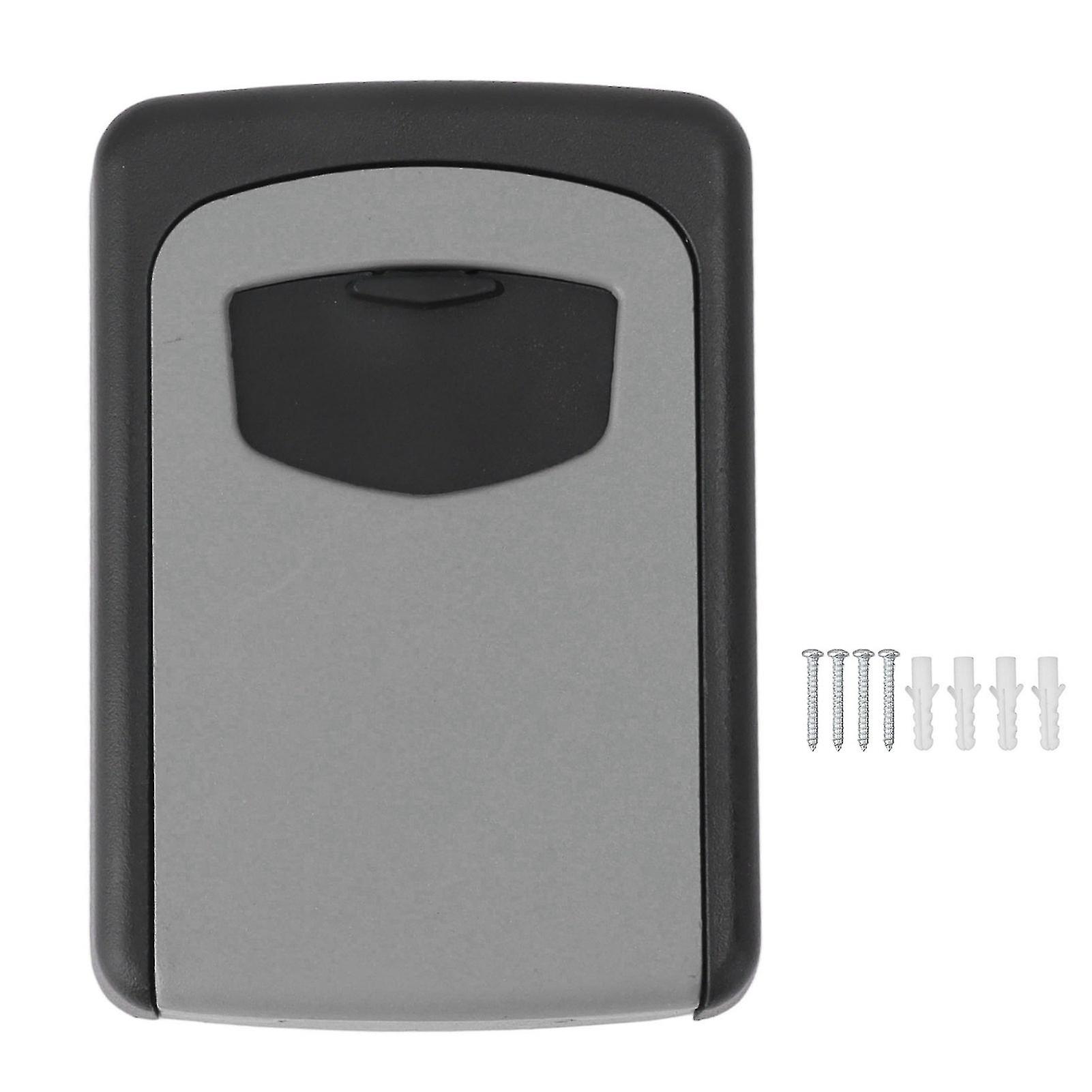 Silver Gray Wall-Mounted Key Lock Box with Combination Lock – Indoor/Outdoor Use, Spacious Design