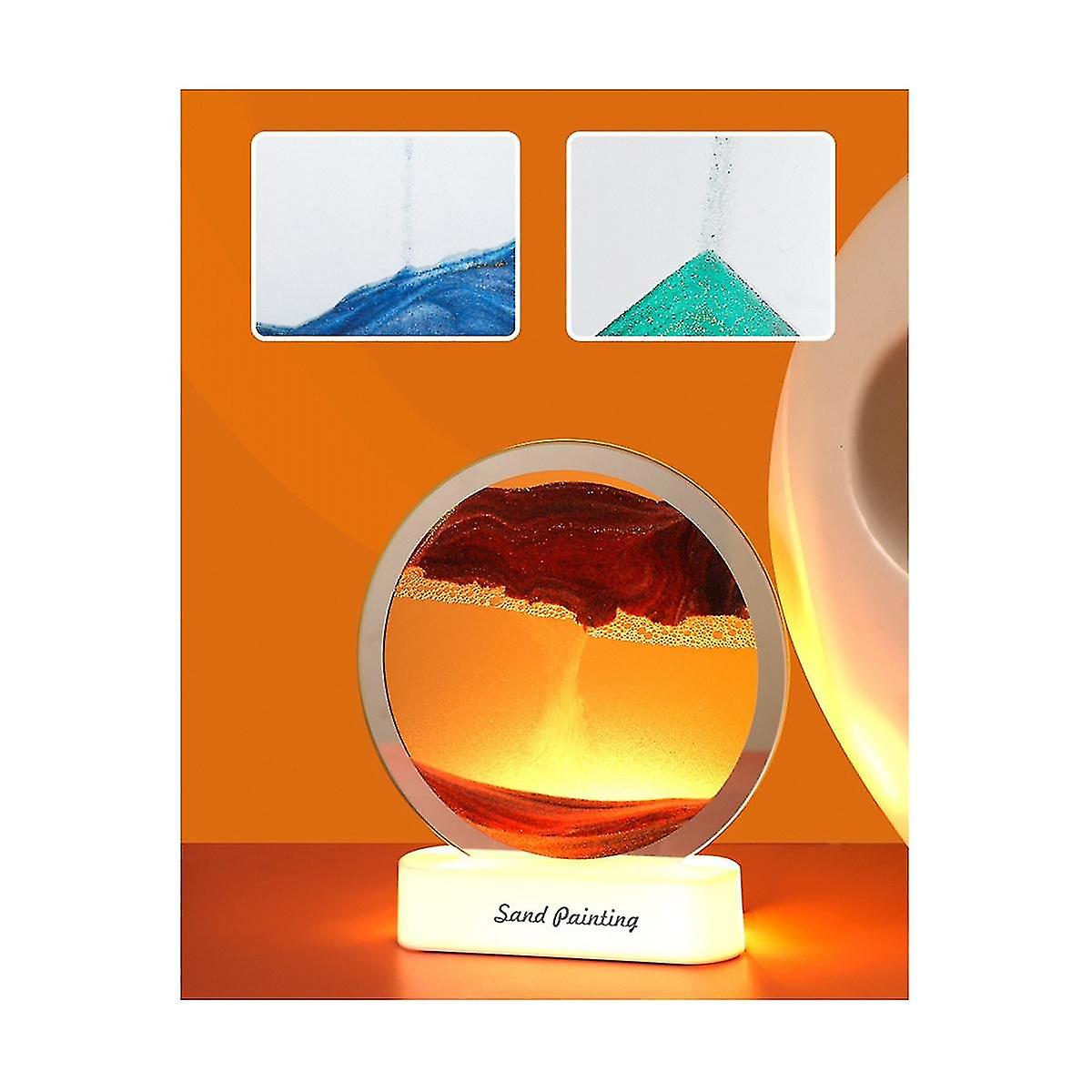 Usb Led 3d Moving Hourglass Ing Table Lamp -purple