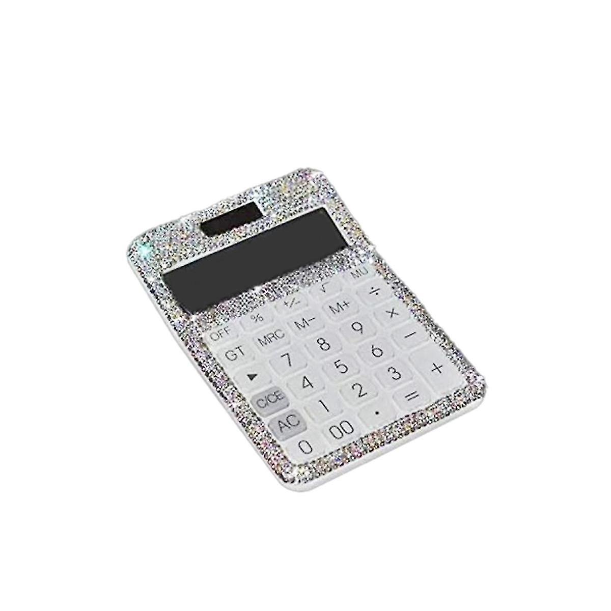 Rhinestone Crystal Dazzling 12 Digit Solar And Battery Dual Power ,lcd Display Calculator For Offic