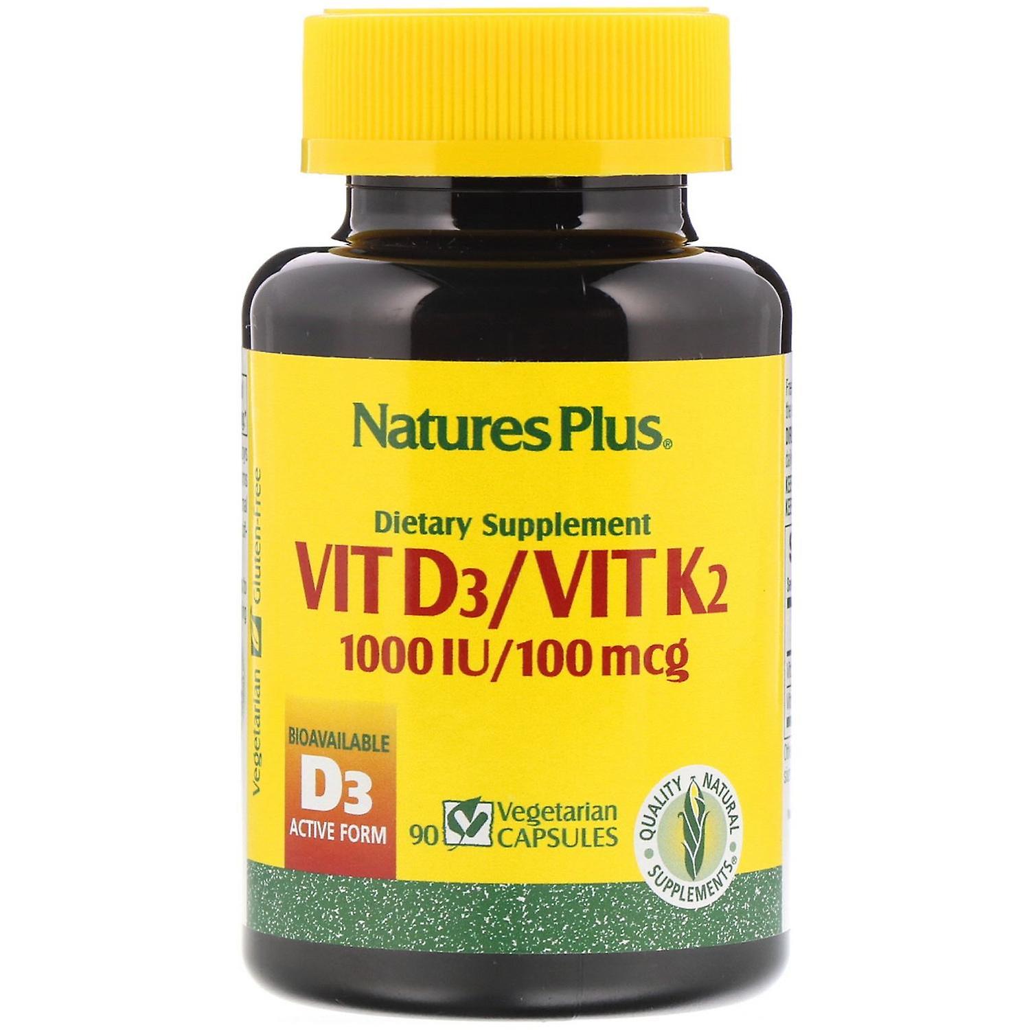 Nature's Plus, فيتامين D3/Vit K2، 90 كبسولة نباتية