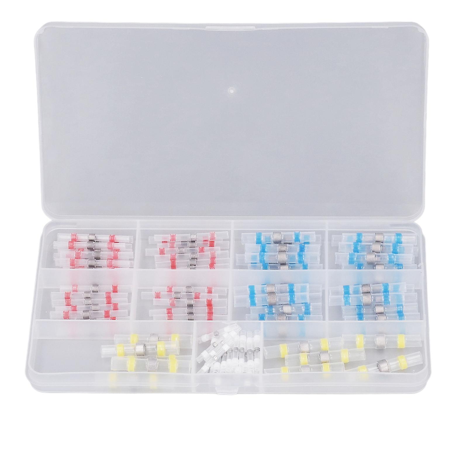 Qukaim Insulated Waterproof Wire Crimp Connector 100Pcs Heat Shrink Butt Connector Kit, Solder Heat Shrink Insulated Waterproof Wire Crimp