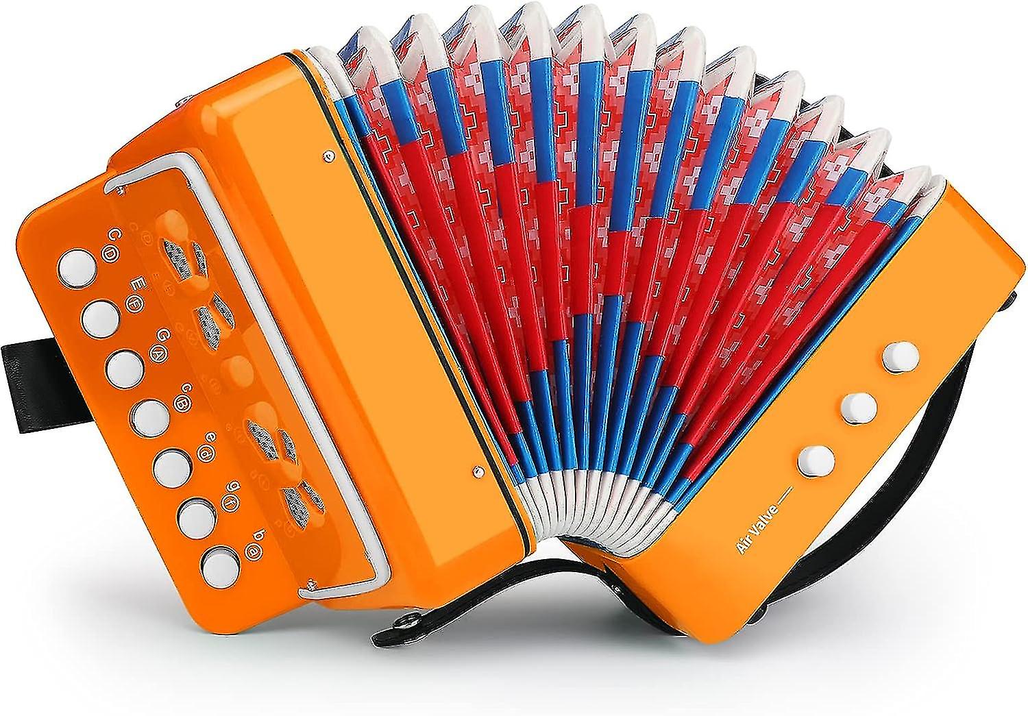 Button Accordion 10 Keys Control Accordion Include 3 Air Valve Easy To Play Lightweight Environmentally-friendly Kid Instrument For Early Childhood De