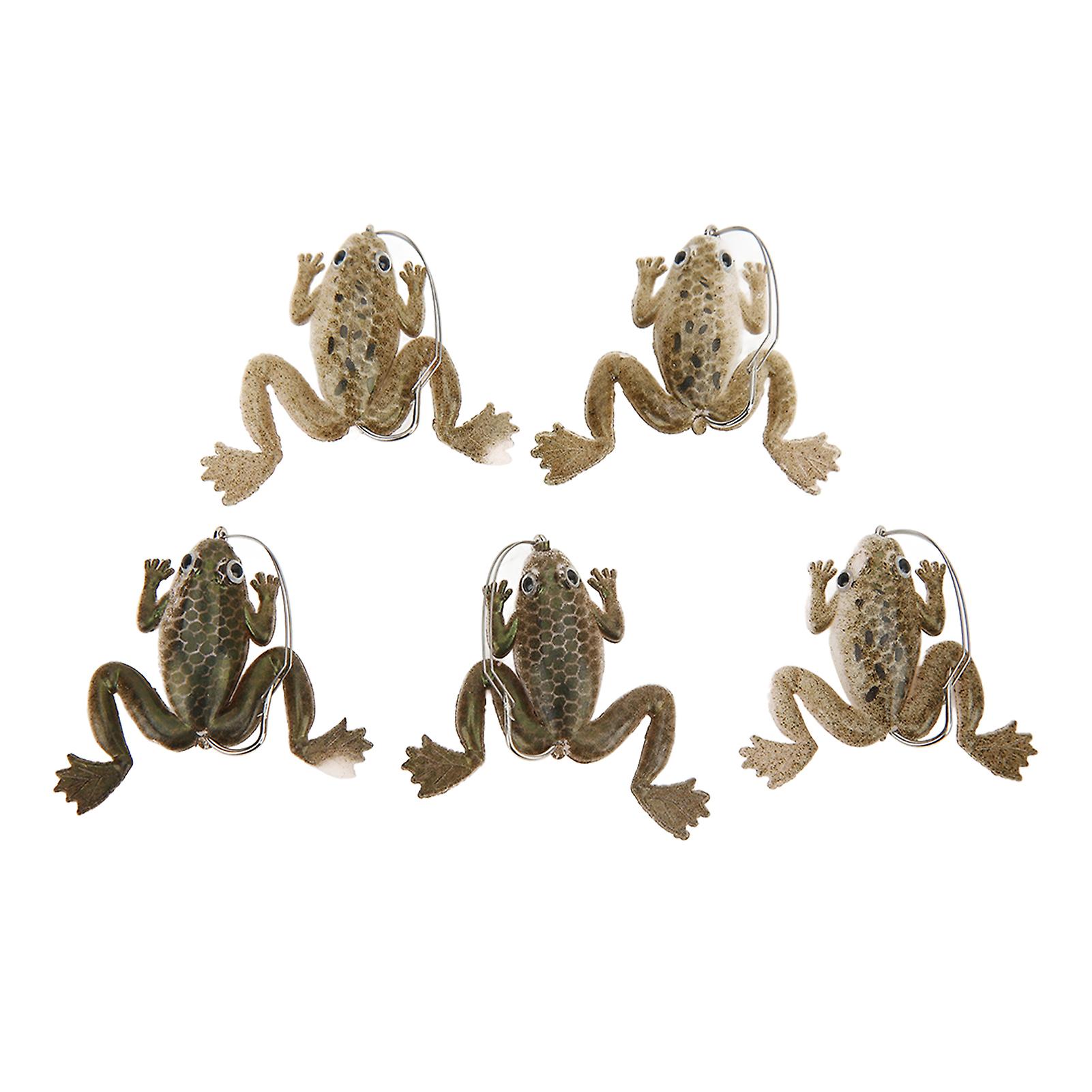 Froschköder Weicher lebensechter künstlicher Gummi-Schwimmköder mit Haken zum Angeln 5 Stück 3 g Braun