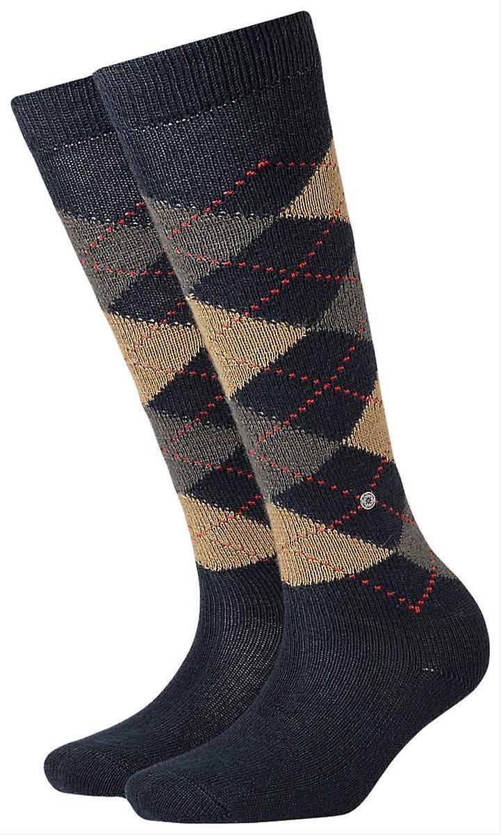 Burlington Whitby Knee High Socks - Navy/Brown
