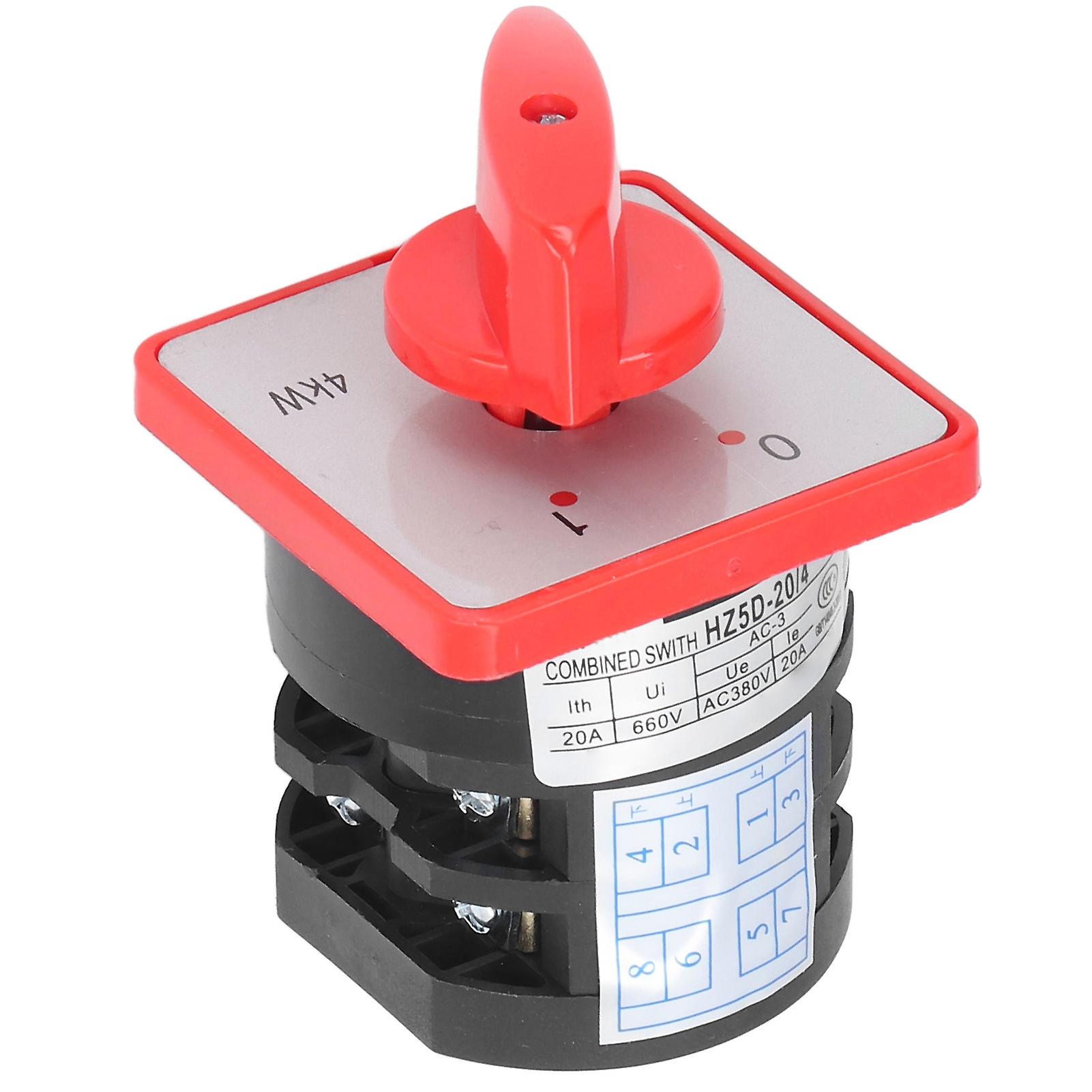 2-Section 2-Position BERM Rotary Changeover Switch Knob Control Selector Switch, AC 380V