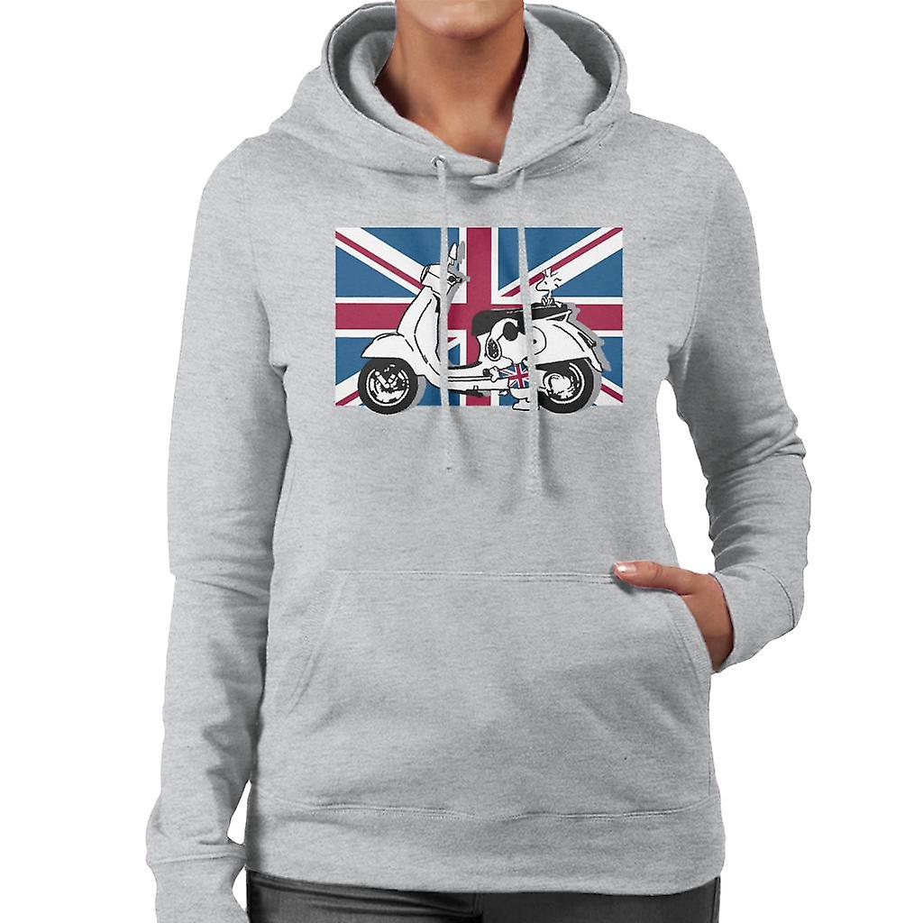 Peanuts Union Jack Scooter Snoopy Women's Hooded Sweatshirt