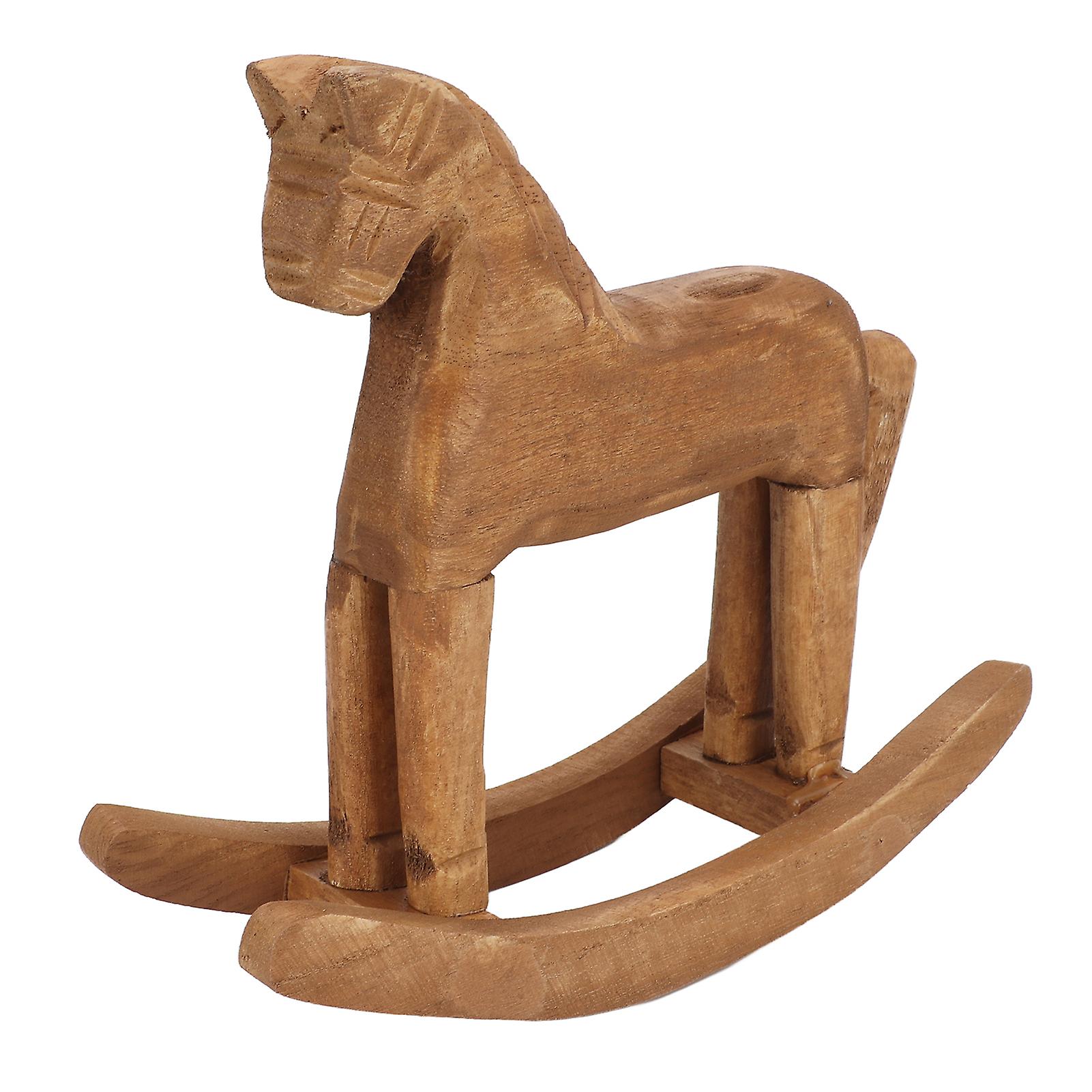 Handcrafted Pine Rocking Horse Decor - Wooden Horse Ornaments for Bedside Table, Bookrack, and Office Showcase