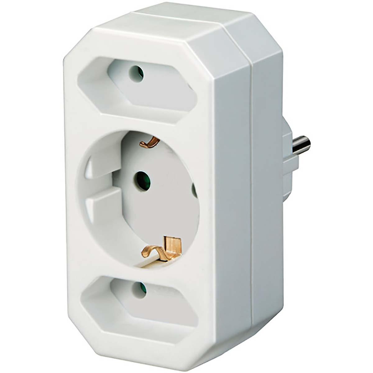 Multiple sockets, socket adapter 3-way with increased plug protection (2 x Euro socket & 1 x protective plug) white