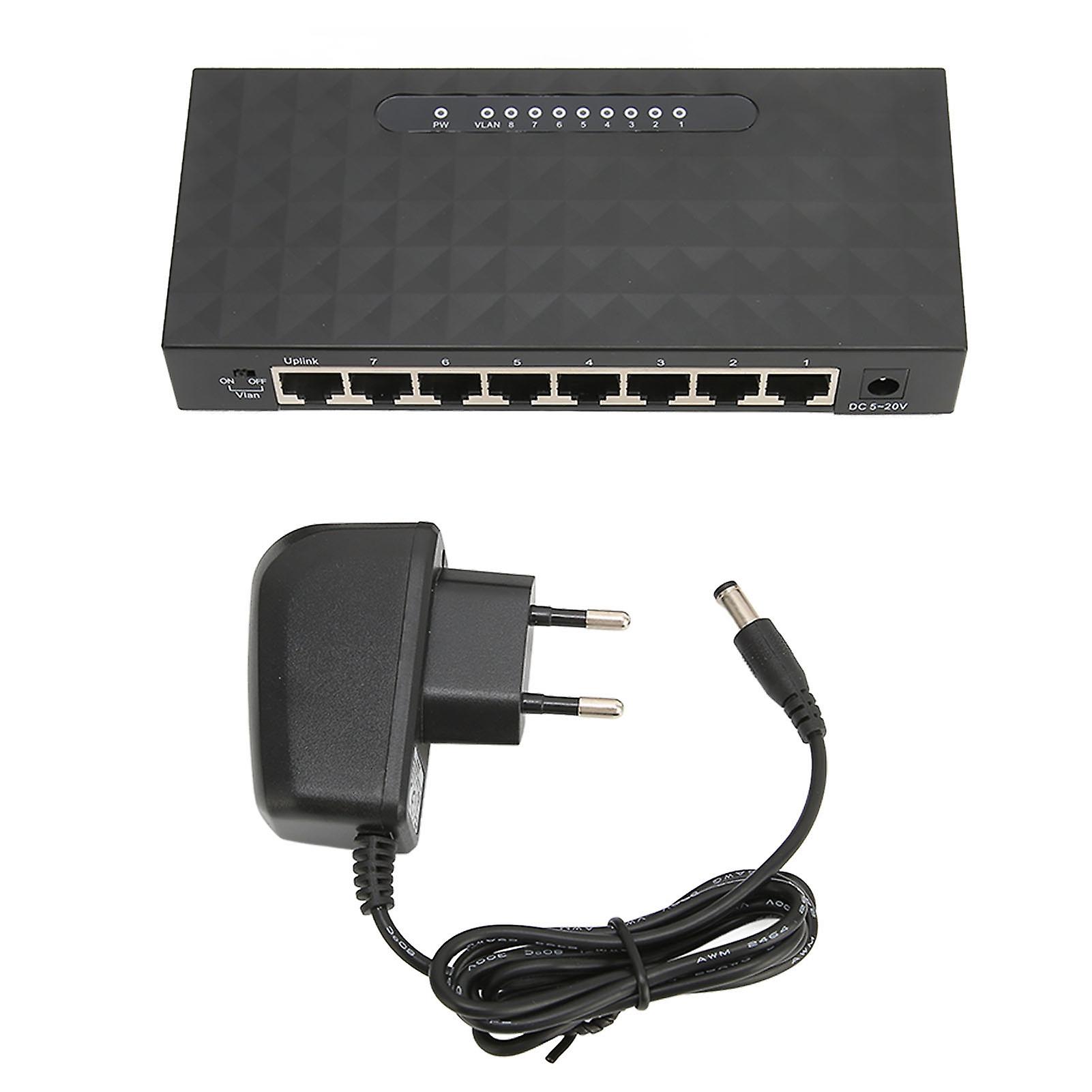 Network Switch Gigabit 1000Mps 8 Ports Self-adapting Switch Ethernet Adapter for Office Home 100 to 240V EU Plug