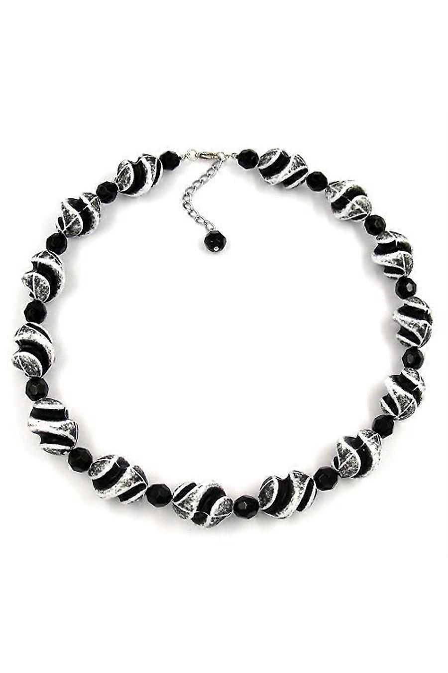 Necklace Beads Black-white 50cm - Gl02360