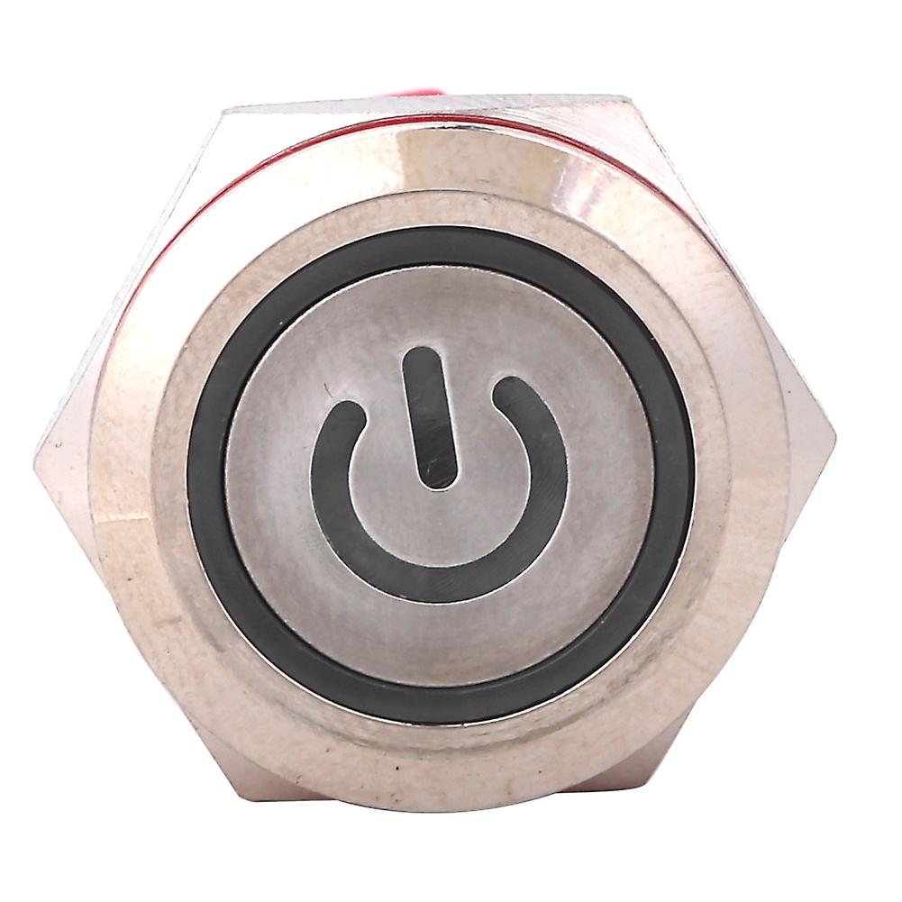 19mm Metal Push Button Switch, DC9-30V, 1NO 1NC, Blue Light Ring, Flat Head, Self-Locking