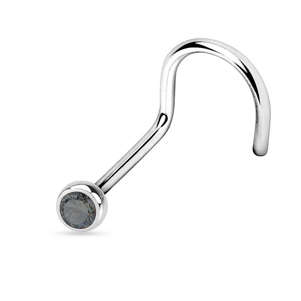 Nose screw ring press fit bezel setting surgical steel 18g 20g 22g