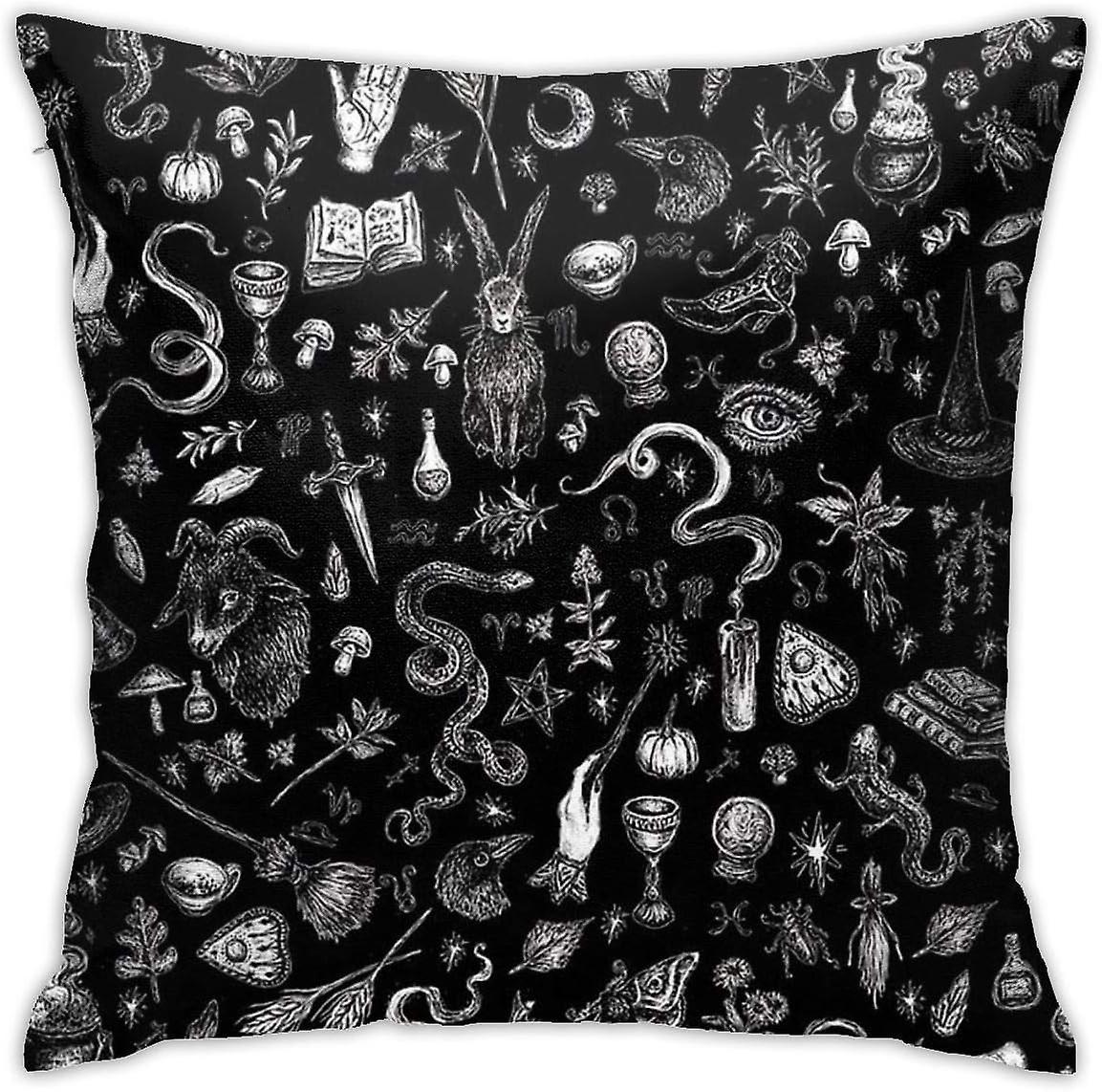 黒いクッションスロー枕カバーのセーラム魔女装飾的な枕カバー45cm * 45cm AA-7021