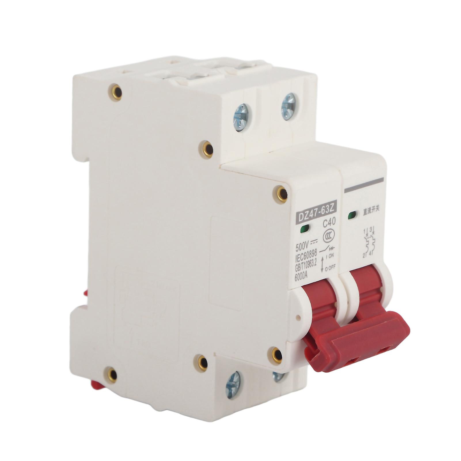 2P 40A DC 500V Mini Circuit Breaker MCB Safety Breaker DZ47‑63Z‑2P 9DIBX