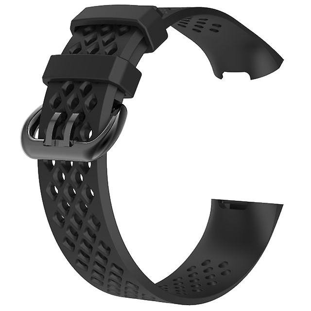 Replacement Soft Silicone Strap for Fitbit Charge 3 (5.1-7.1inch) - Black