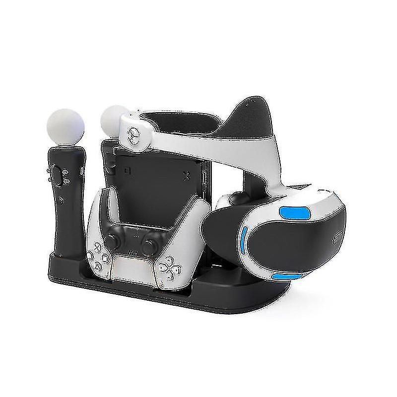Ps5/ps4/vr/move/dualsenses Gamepad Controllers Multifunctional Charging Dock Adapters 6 In 1 Quad Charger Host Charging Base Multifunction