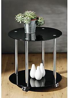 Zipos Black Glass Round 2 Tier Coffee Side End Table