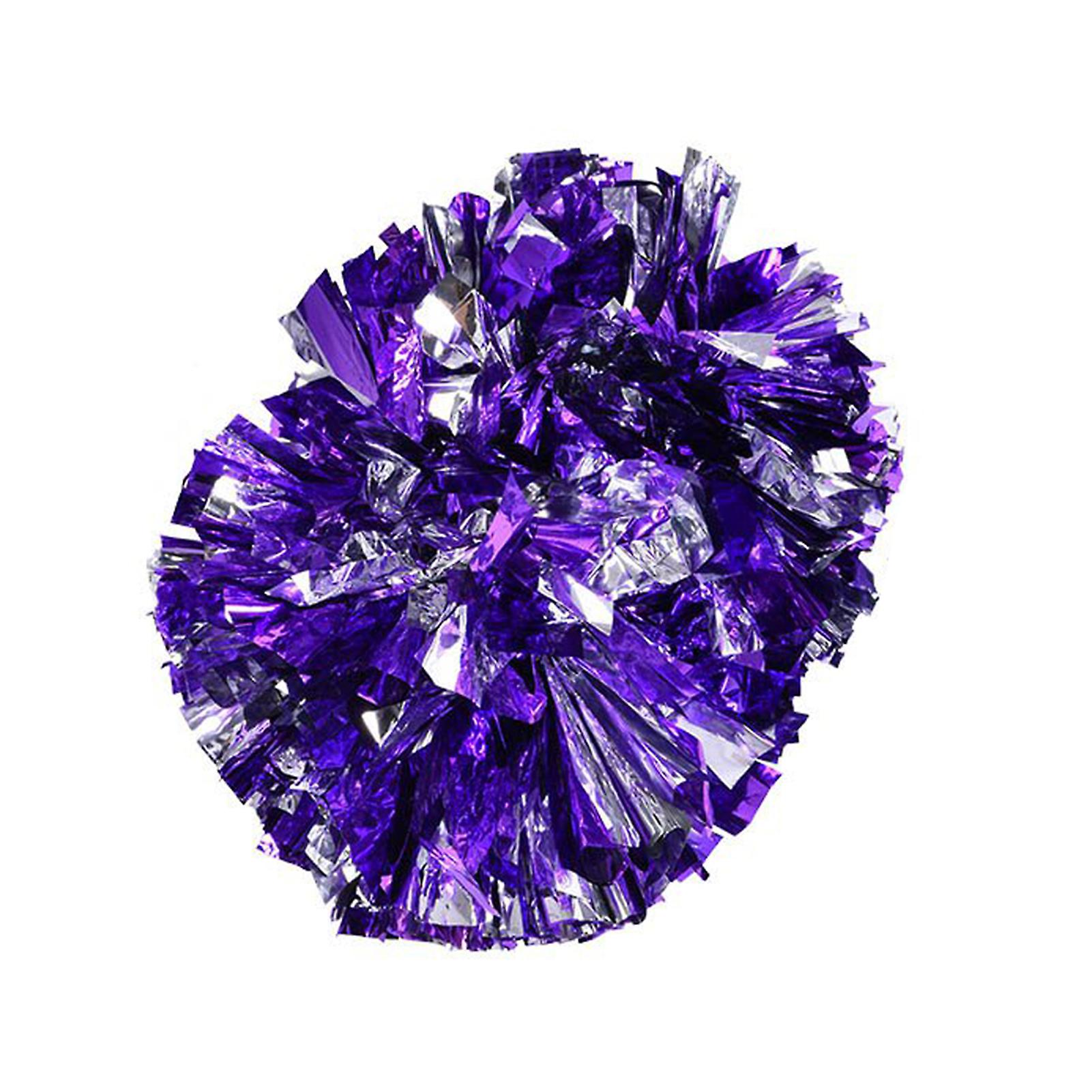 Cheerleading Pom Poms, Pom Poms Cheerleading Stuff Foil Plastic Metallic Cheerleader Pom Poms for Cheer Sport Kids Adults Team Spirit Cheering(紫+银)