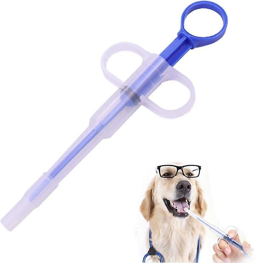 (Blue) Cat Pill Dispenser Cat Pill Dispenser with Safety Soft Tip Reusable Plastic Syringe Pet Medic
