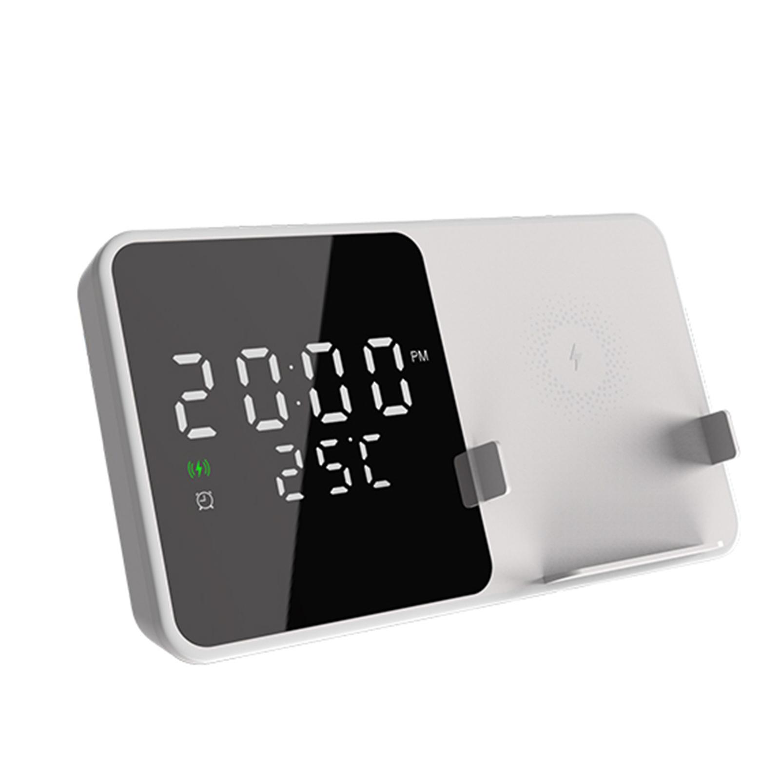 Table Top Digital Alarm Clock with 15W Wireless Charging Temperature Display