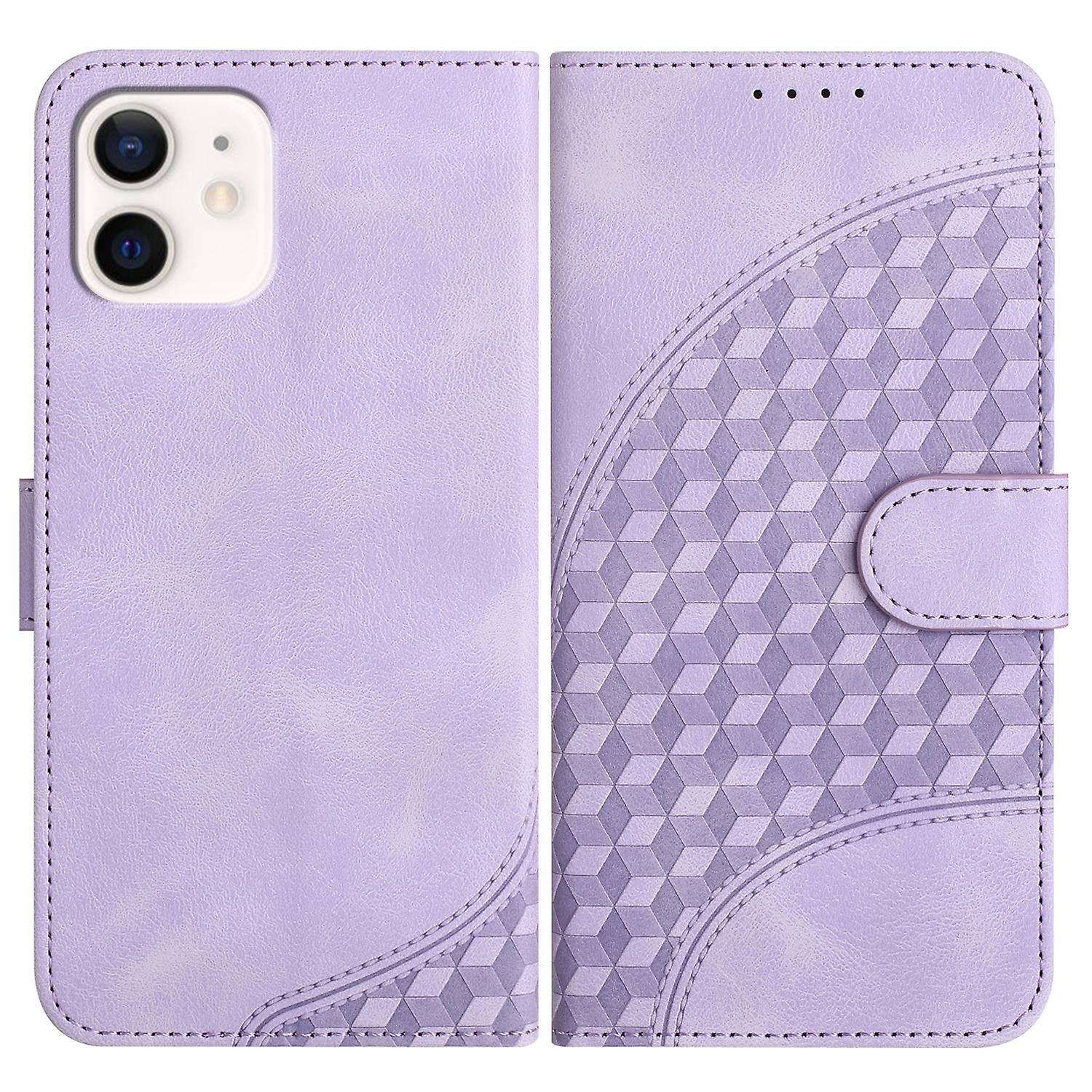 For iPhone 12 mini Elephant Head Embossed Phone Leather Case with Lanyard