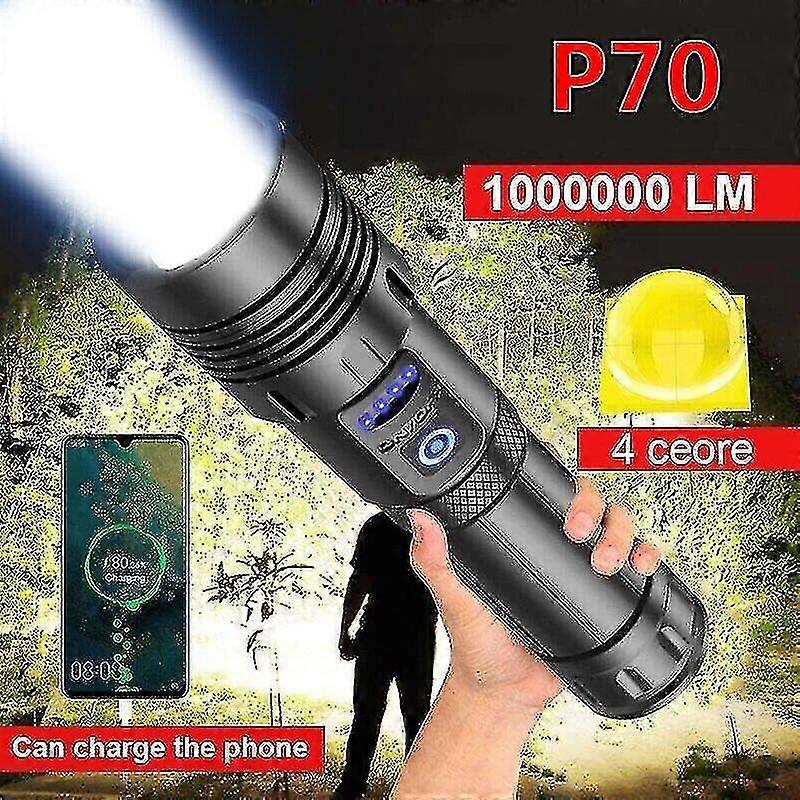 1000000 Lumens Super Bright LED Tactical Flashlight Rechargeable LED Work Light