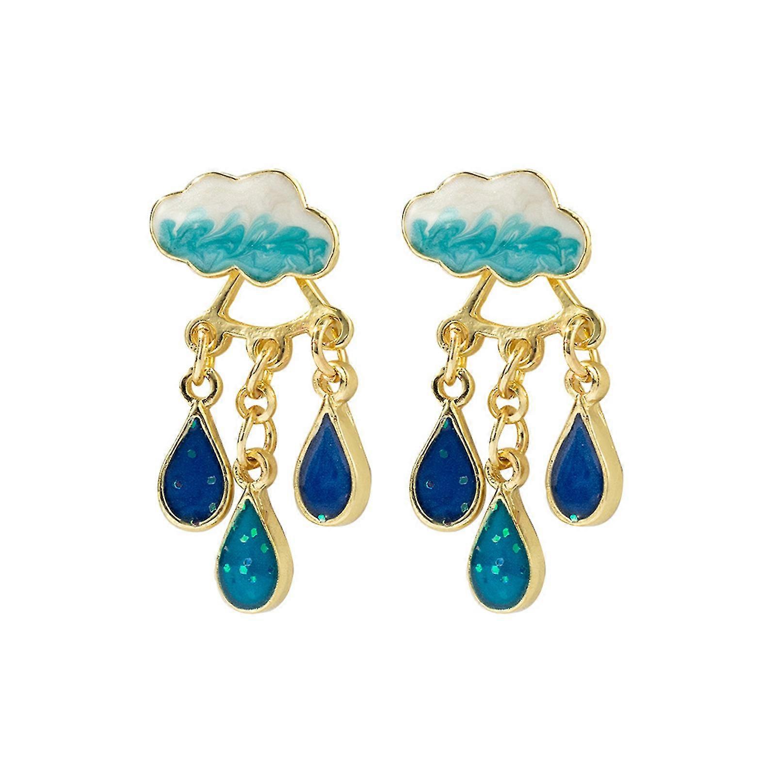 Water Drop Earrings Cute Cloud Rain Earring Personality Temperament Earring