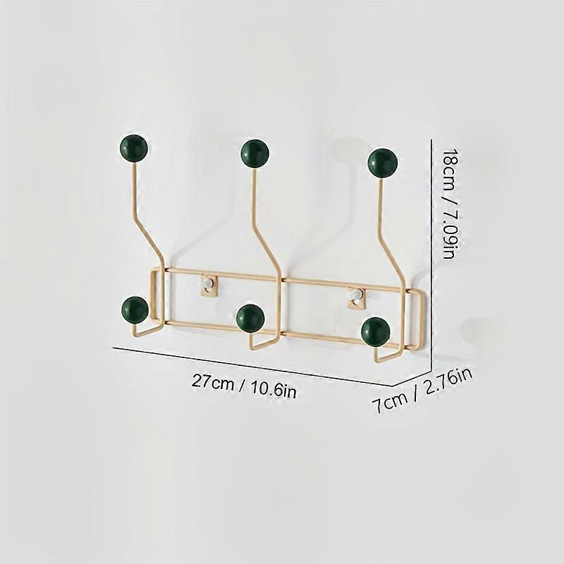 Boho Wall Mounted Coat Rack - Easy Install, Powder Coated Metal, Simple Punching Installation, Wall Hanger Hooks for Coats, Backpacks, Hats, Towels, B