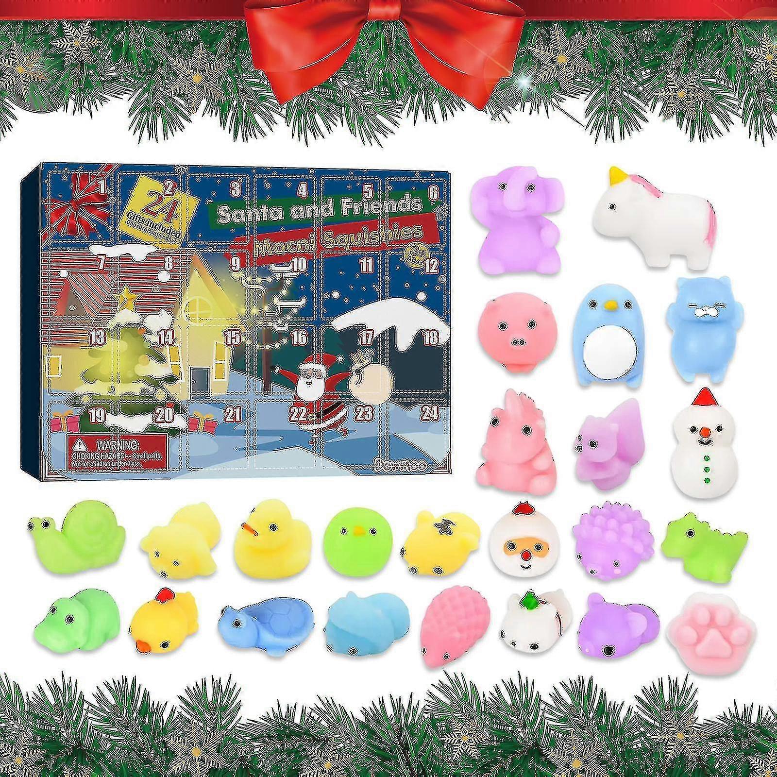 Advent Calendar Christmas Countdown Calendar Toy 24pcs Different Cute Mochi Animals Squishy Toys For Kids