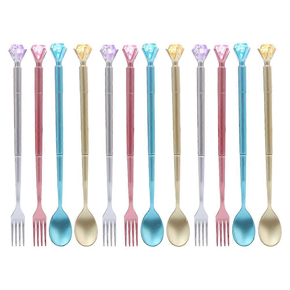 12pcs Creative Diamond Tableware Designed Gel Pens Writing Pens for Students