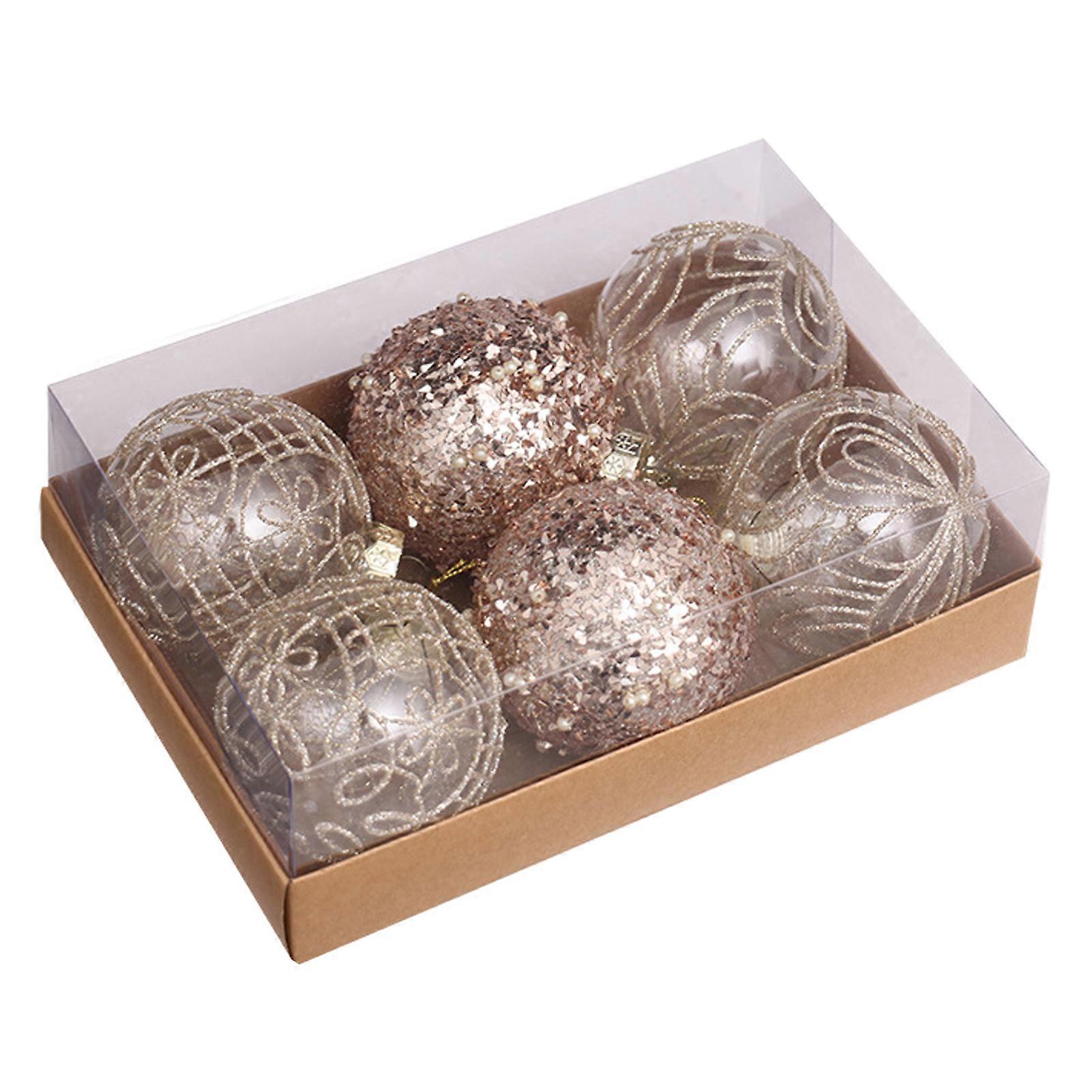 6Pcs Shatterproof Christmas Ball Ornaments Christmas Tree Hanging Balls Unique Festive Decorations for Home Office Parties