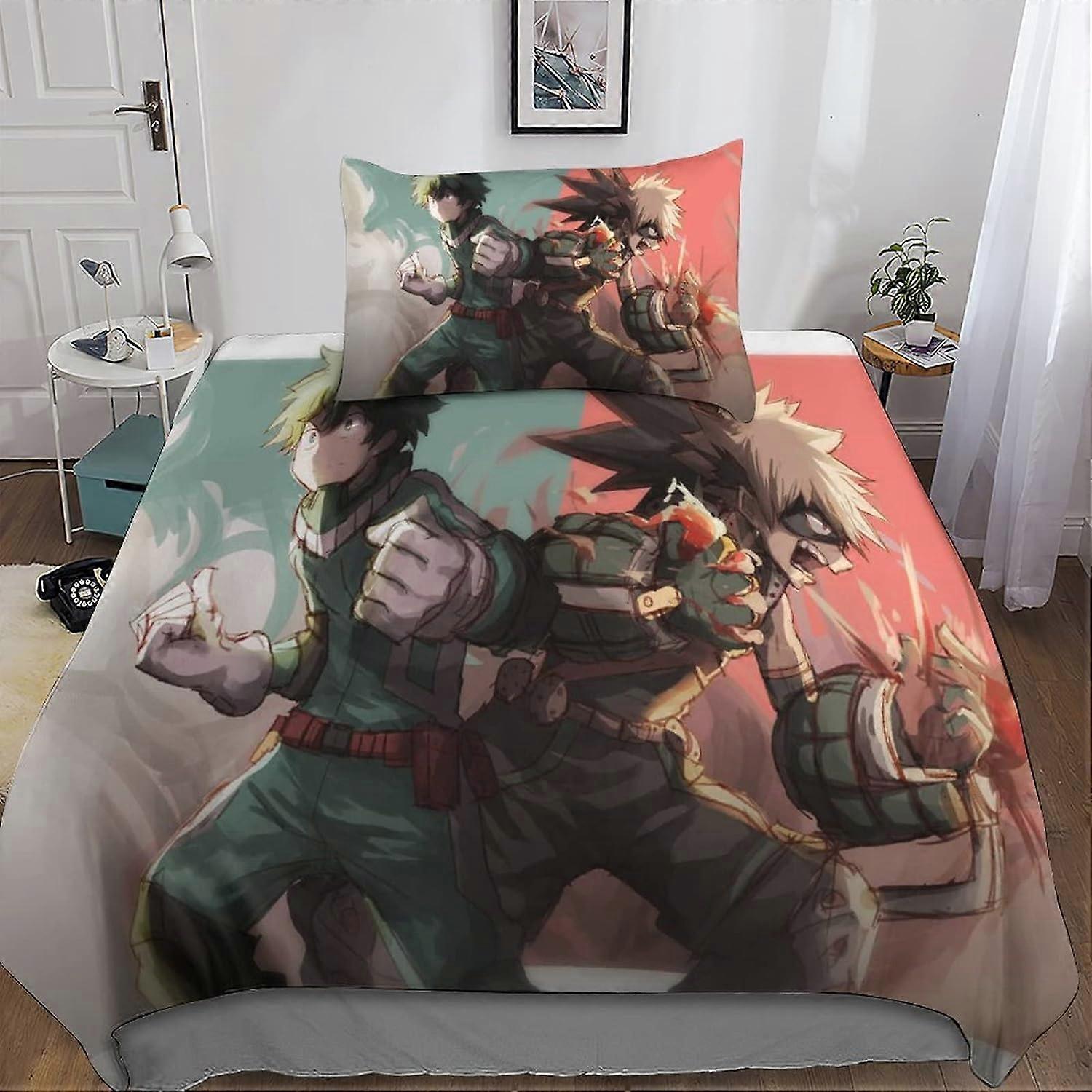 Set di biancheria da letto in microfibra My Hero Academy D con copripiumino + federa My Hero Academia Set di biancheria da letto con cerniera per adulti 135 * 200 CM