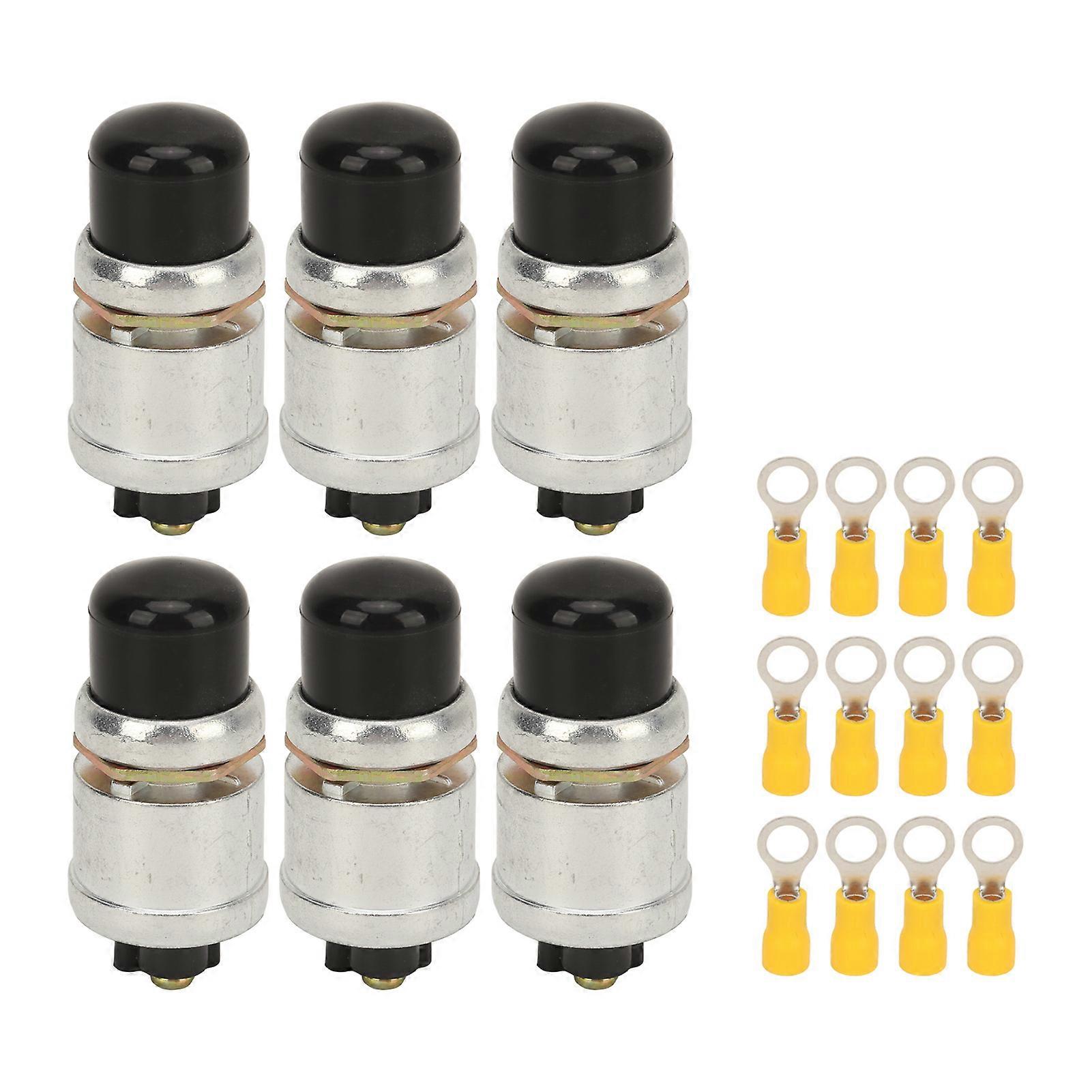 6 Set Push Start Button Switch Kit Push Button Switch for Vehicle RV Ship Yacht ATV DC12V