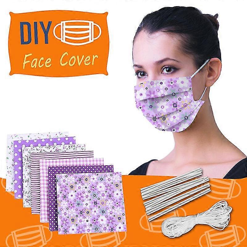 Diy Self-made Face Cover Material Set Fabric Sheets With 6 Metres Elastic Earband 10 Pcs Nose Bridge