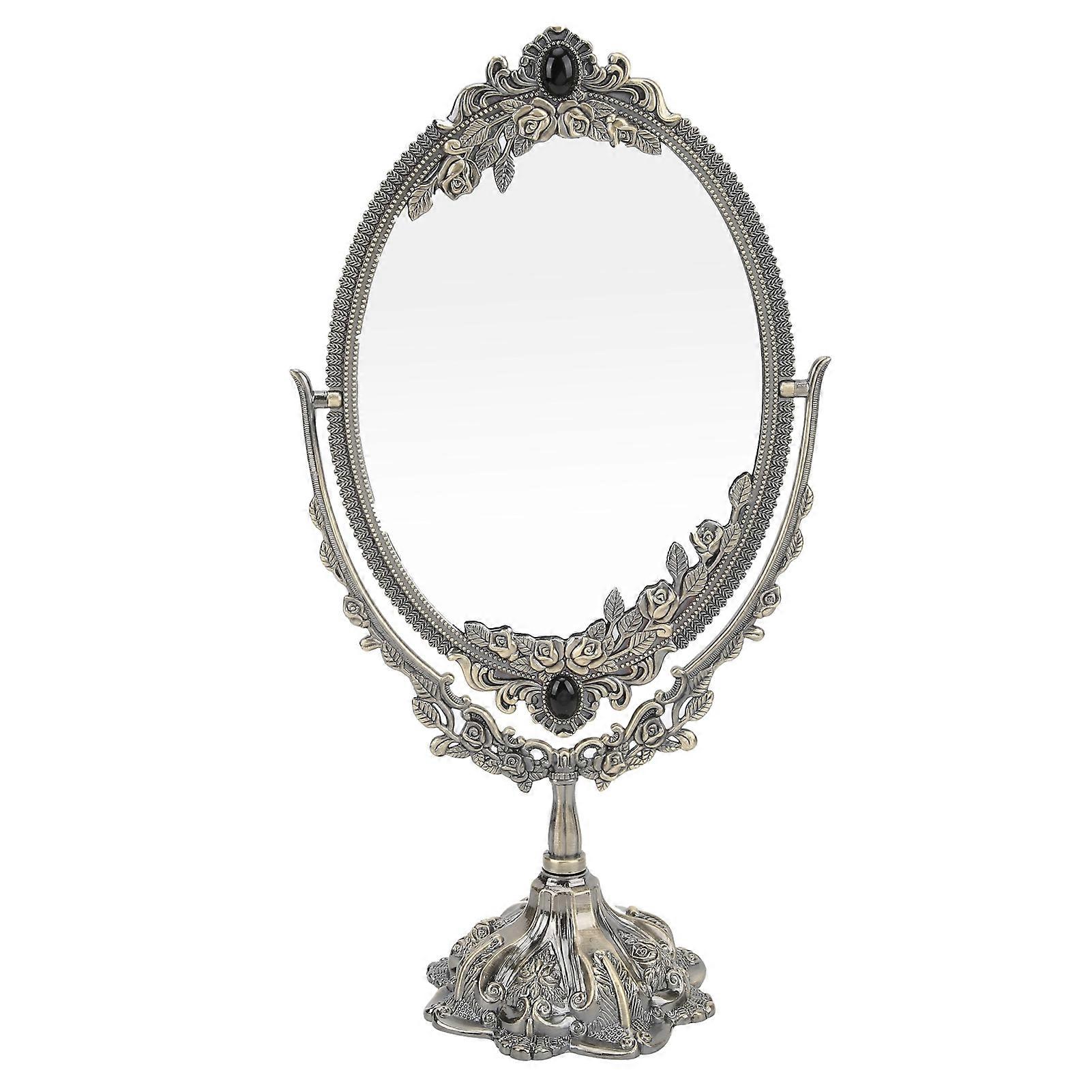 メイクアップミラーヨーロピアンスタイルメタルレトロ両面ミラーバスルーム寝室のドレッシング(ブロンズラージ)