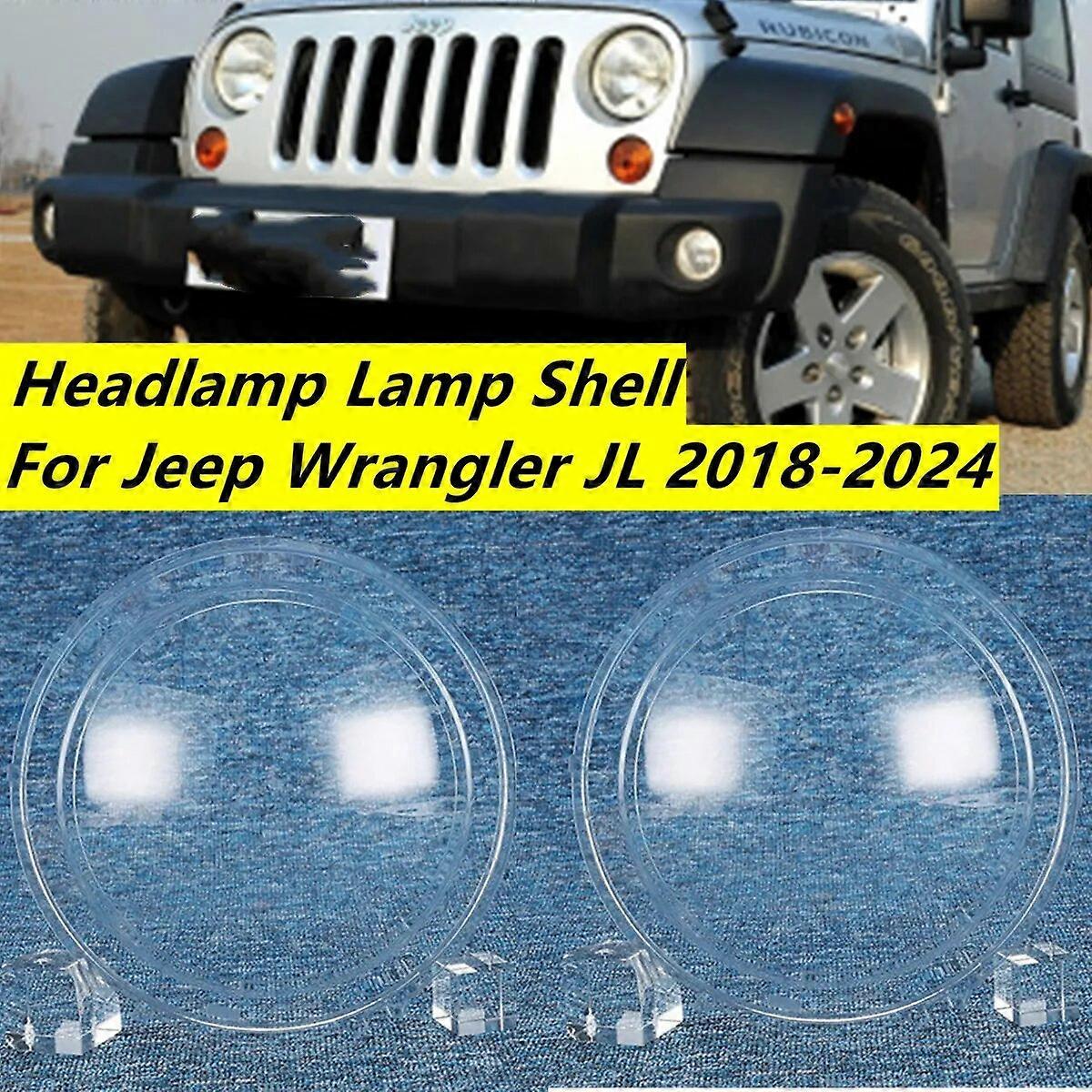 Frontlykter Linsedeksel For Jeep Wrangler JL 2018-2024 Frontlysdeksel Gjennomsiktig maske Frontlykt Lampe Shell Erstatning