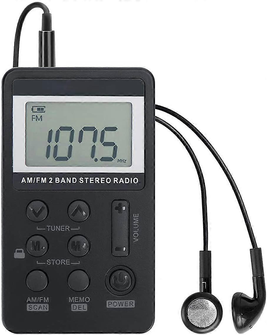 Rádio de Bolso Am/FM Pessoal Piao Portátil Vr-Robot, Mini Rádio Walkman com Sintonia Digital, Com Bateria Recarregável, Fone de Ouvido, Tela de Bloqueio Para Caminhada/Joggi