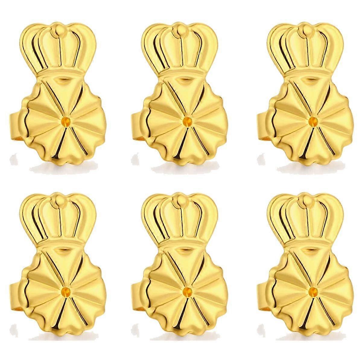 3-Pairs Earring Backs,Earring Backs Lifter for Heavy Earrings, Adjustable Secure Earring Backs(Gold)