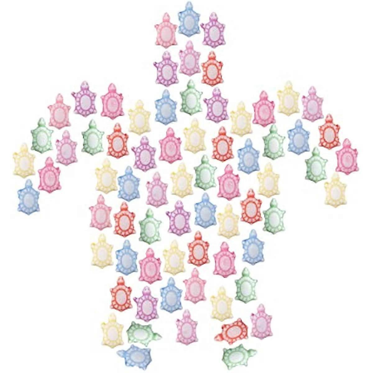 1 Box 300Pcs Turtle Beads Bulk Colorful Acrylic Tortoise Charms Carved Sea Ocean Animal Spacer Beads Elastic Thread