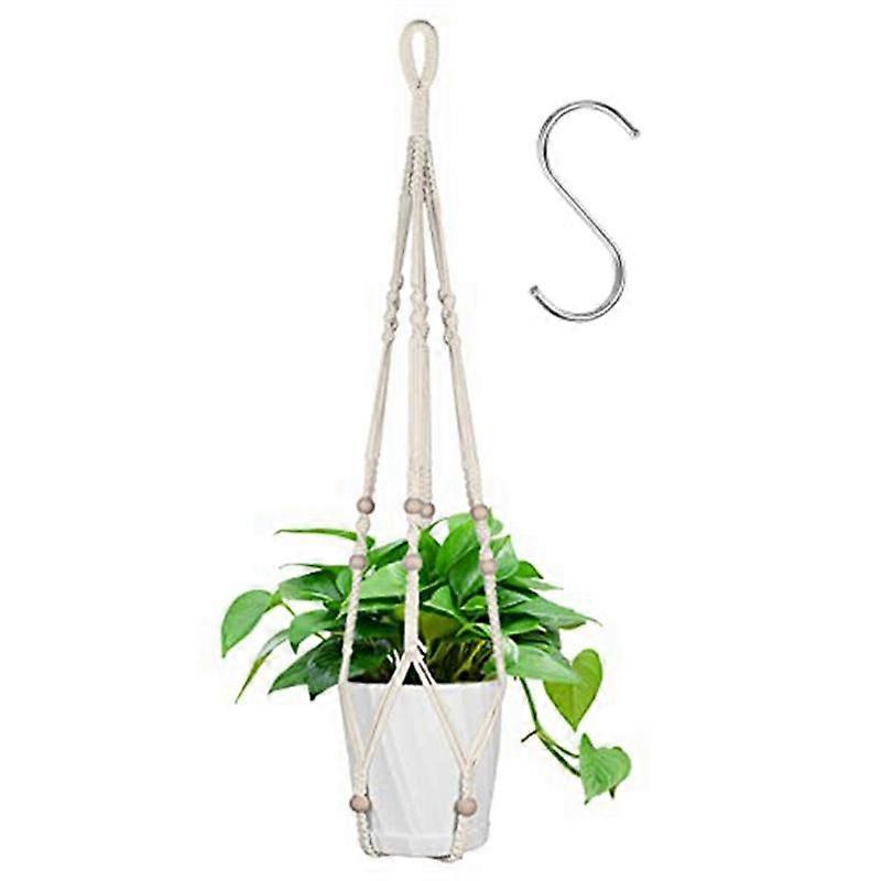 Hanging Baskets, 4 Pack Cotton Rope Macrame Plant Hanger with 4 Hanging Hooks - 80CM & 100CM